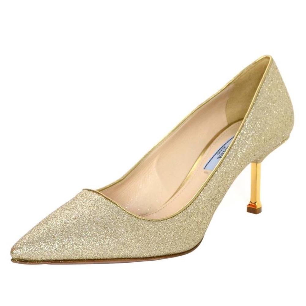 Prada Gold Glitter Pumps